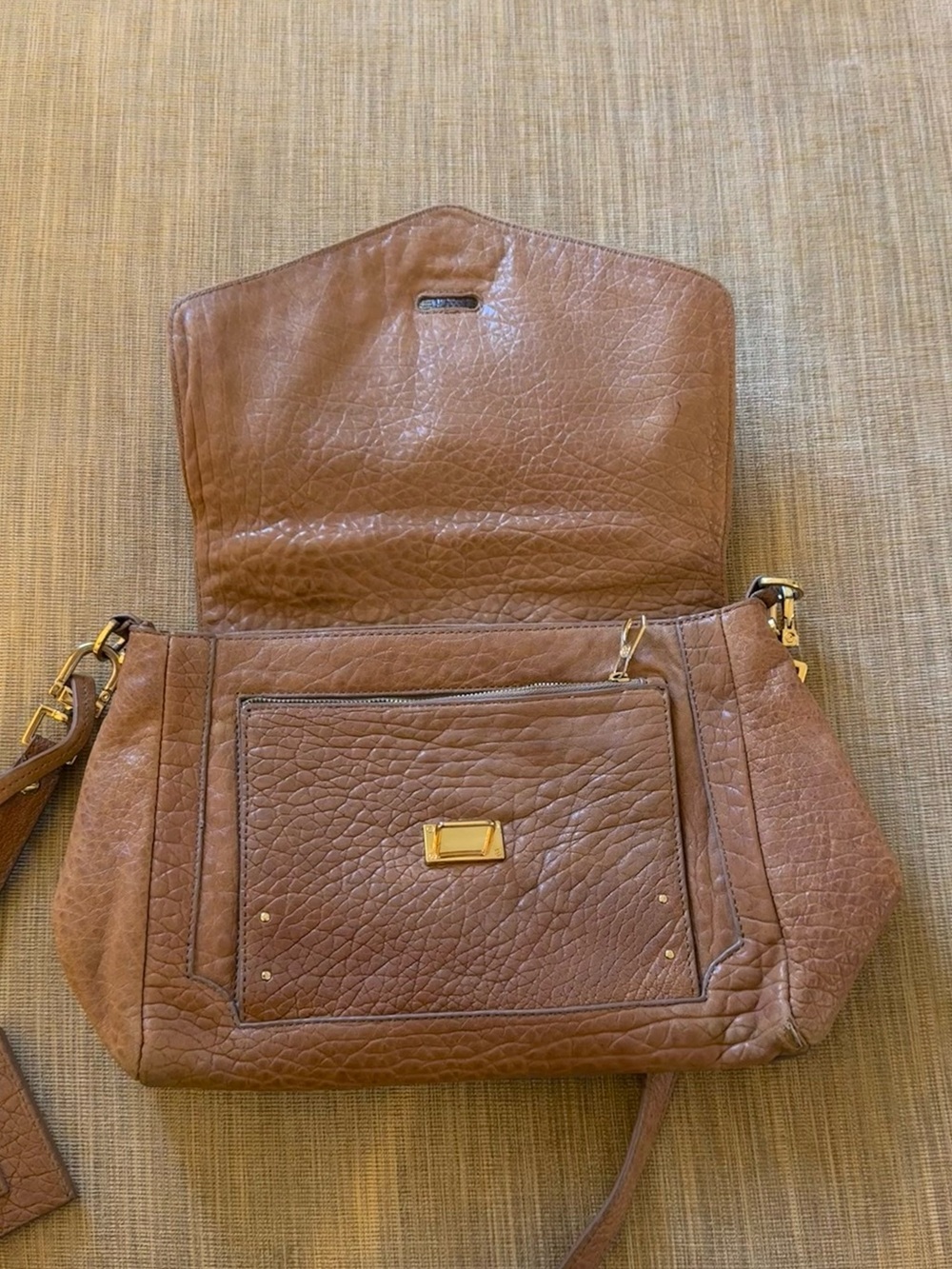 Tory Burch 797 Medium Brown Pebbled Leather Satchel Bag - Picture 10 of 12